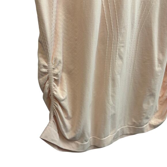 Athleta Speedlight Ruched Side Light Pink Athletic Tee Shirt XL Workout Slimming - Picture 3 of 6